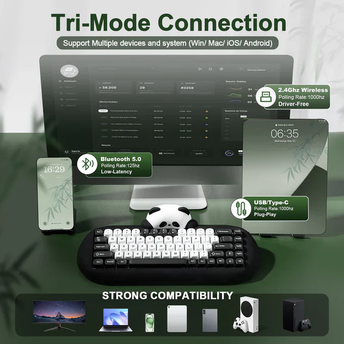 YUNZII C68 Panda Wireless Hi-Fi Mechanical Keyboard - Image 7