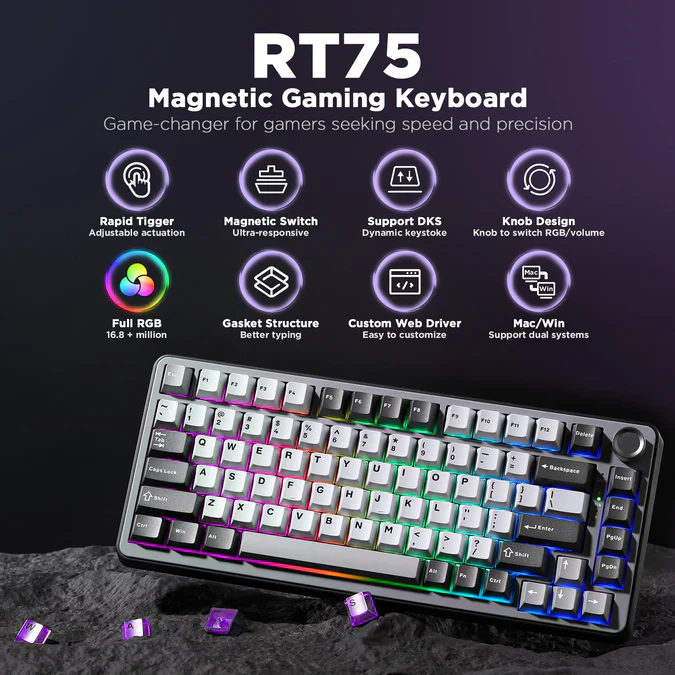 YUNZII RT75 Rapid Trigger Gaming Magnetic Keyboard - Image 3